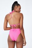 Gathered Backless Halter Bikini Top, AURORA PINK CRINKLE - alternate image 3