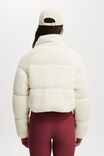 The Mother Puffer Cropped Sherpa Jacket, COCONUT MILK - alternate image 3