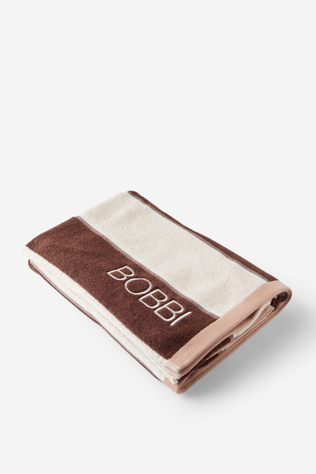 Personalised Solana Cotton Beach Towel, CLASSIC ESPRESSO STRIPE