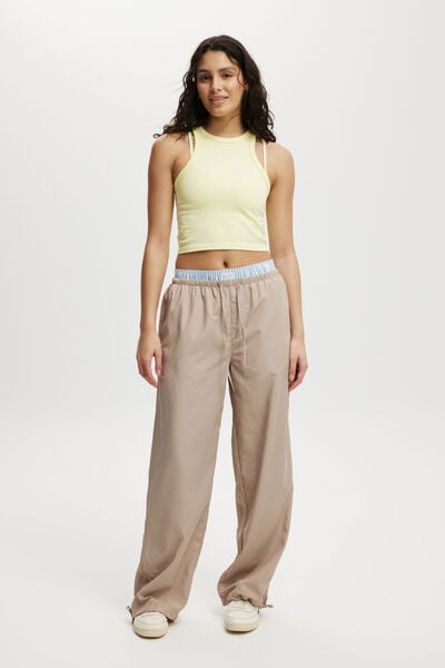 Woven Active Tie Up Pant, WHITE PEPPER