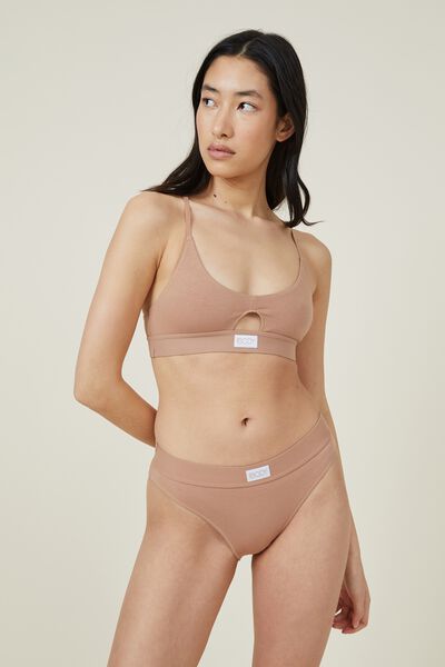 Organic Cotton Branded Bikini Brief, MAPLE SUGAR