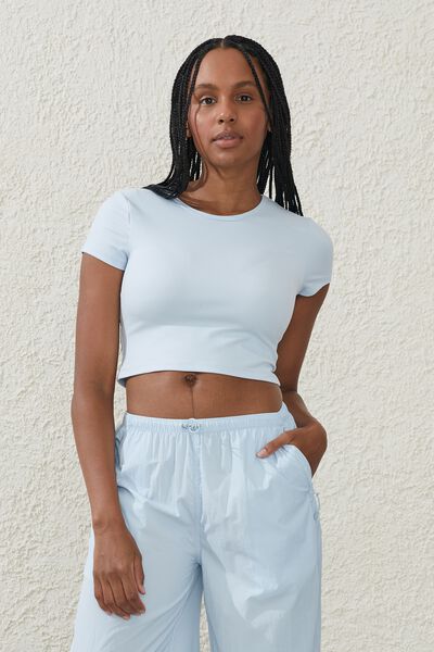 Ultra Soft Fitted Cropped Tee, SILKY BLUE