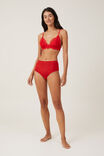 Sasha Flocking Mesh High Waist Bikini Brief, SCARLETT RED - alternate image 1
