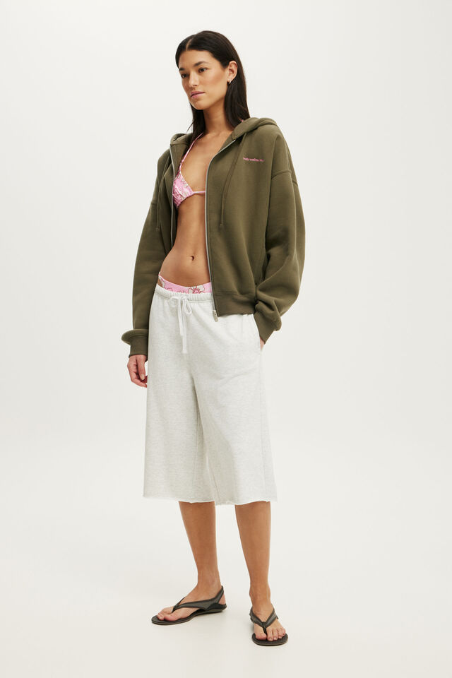 Plush Oversized Cocoon Zip Through, CUTEILITY GREEN