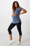 Maternity Gym T Shirt, STEEL BLUE MARLE