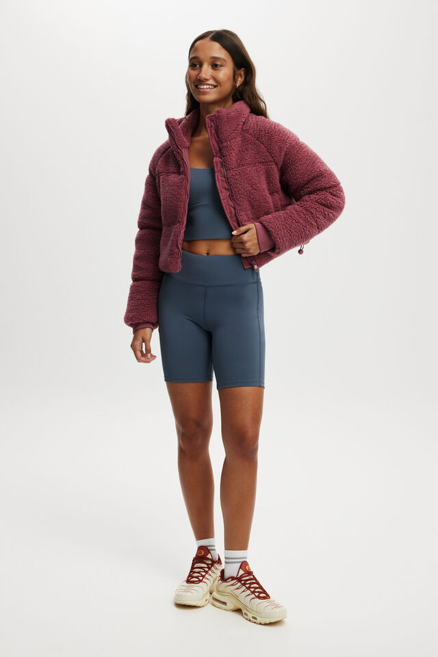 Jaqueta - The Mother Puffer Cropped Sherpa Jacket, DRY ROSE