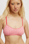 Organic Cotton Pointelle Bralette, LOLA CHECK RED/PINK - alternate image 2