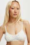 Organic Cotton Pointelle Bralette, SANNI DITSY MULTI/CREAM - alternate image 2