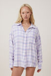 Camiseta - Flannel Boyfriend Long Sleeve Shirt, WHITE/BLUE/PINK CHECK - vista alternativa 1