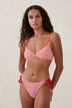 Balconette Bra Bikini Top, LOBSTER RED CRINKLE STRIPE - alternate image 1
