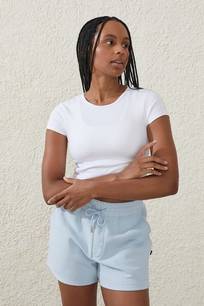 Ultra Soft Fitted Cropped Tee, WHITE
