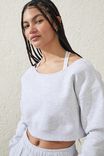 Plush Off Shoulder Fleece Crew Jumper, CLOUDY GREY MARLE - alternate image 2