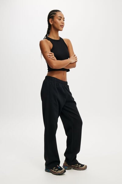 Summer Fleece Straight Leg Pant, BLACK