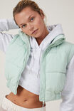 The Mother Puffer Panelled Crop Vest, OASIS GREEN - alternate image 2