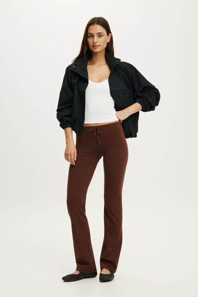 Ultra Soft Tie Front Mini Flare, CHESTNUT