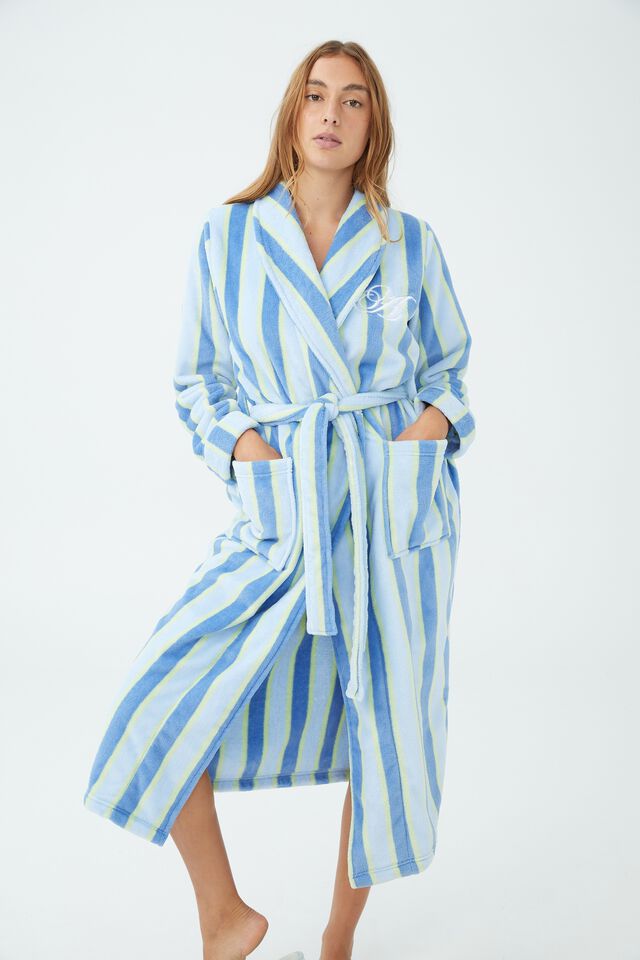 The Hotel Luxe Robe Personalisation, VIVID BLUE STRIPE