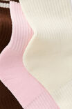 Move Crew Sock 3Pk, COCONUT MILK/ CHESTNUT/ CHERRY DREAM - example image 2