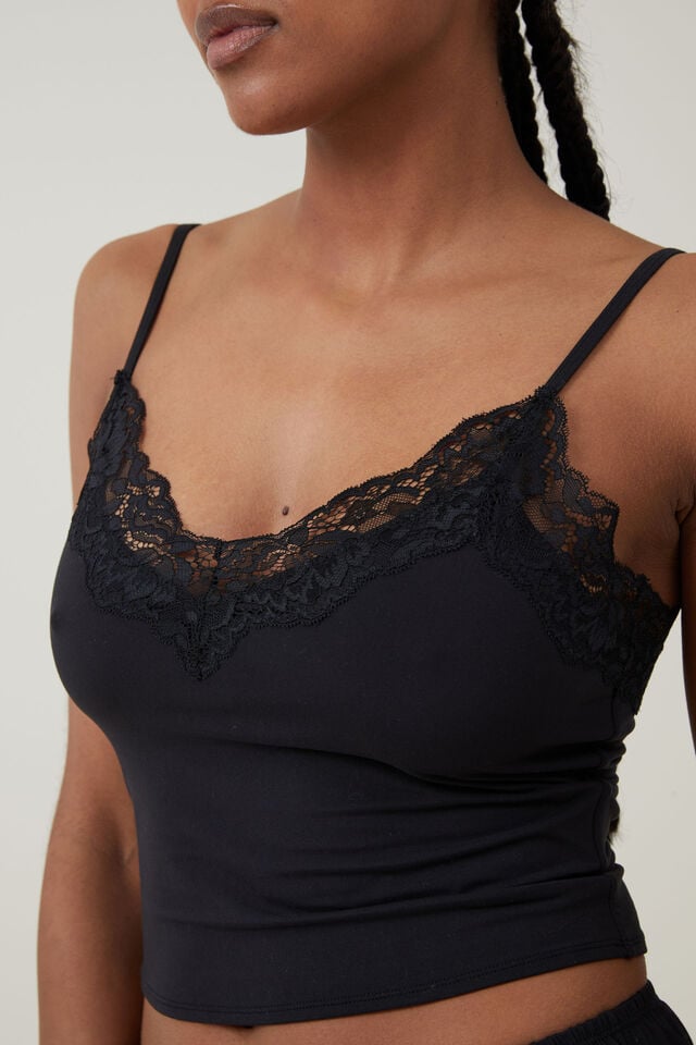 Buy Penti Cotton Lace Detailed Black Cami in Black 2024 Online