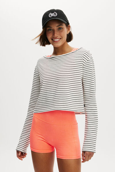 Active Stripe Longsleeve, BLACK/COCONUT MILK STRIPE