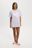 90S Graphic T-Shirt Nightie Personalised, LAVENDER/SATIN APPLIQUE HEART - alternate image 1