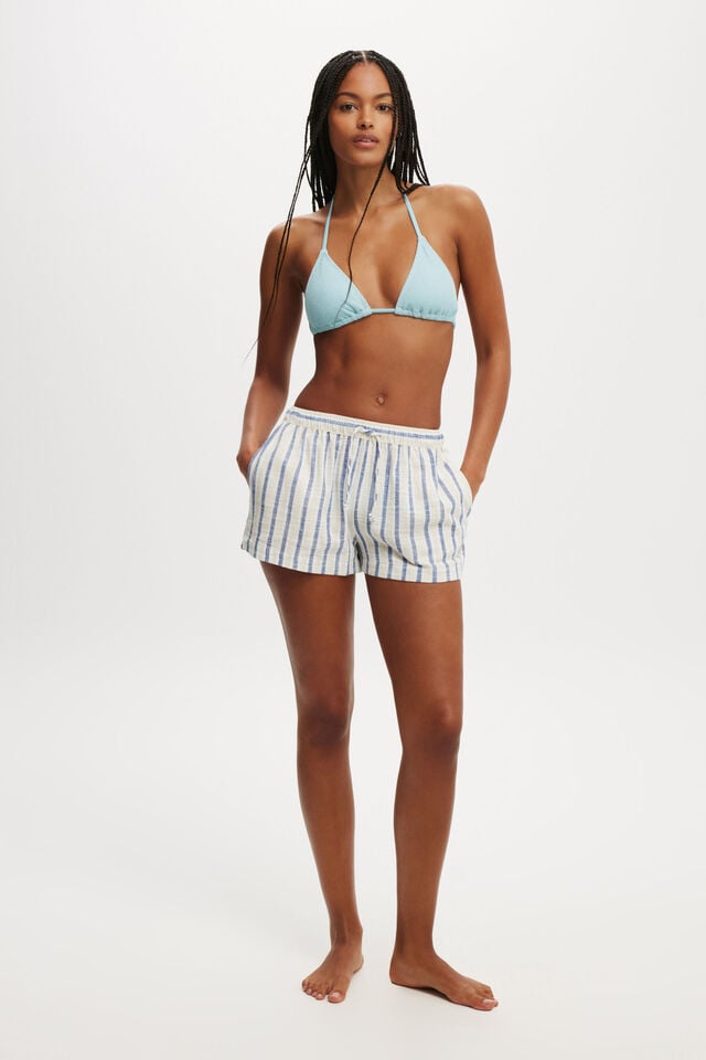 The Essential Beach Short Asia Fit, BLUE/NATURAL STRIPE