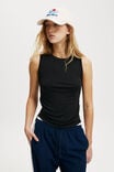 Soft Ruched Side Tank, BLACK - alternate image 1