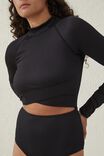 Cut Out L/S One Piece Cheeky, BLACK RIB - alternate image 2