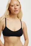 Organic Cotton Pointelle Bralette, BLACK POINTELLE - alternate image 2