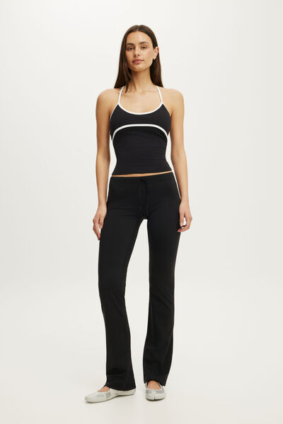Ultra Soft Tie Front Mini Flare, BLACK