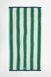 Cotton Beach Towel Personalised, COASTAL STRIPE GREEN BLUE - alternate image 1