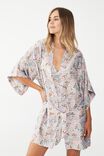 Satin Robe, CLUTTERED DITSY FLORAL