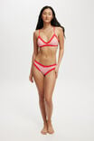 Organic Cotton Lace Bikini Brief, LOLA CHECK RED/PINK - alternate image 1