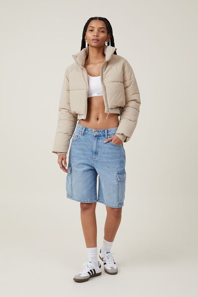 The Recycled Cropped Mother Puffer 2.0, WHITE PEPPER