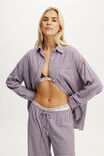 Personalised Cloud Soft Flannel Oversized Shirt, MICCY CHECK VIOLET BLUE - example image 2