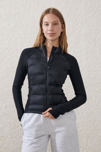 Fleece Lined Lightweight Jacket, BLACK