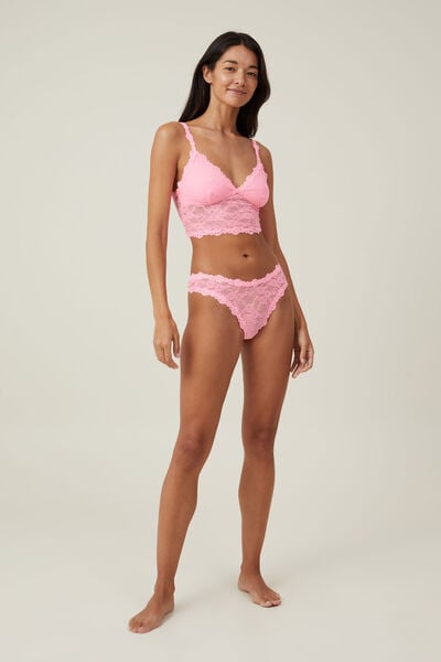 Stretch Lace G String Brief, PINK SORBET