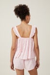 Linen Blend Ruffle Tank And Short Set, ROSIE FLORAL PINK/LACE TRIM - alternate image 3