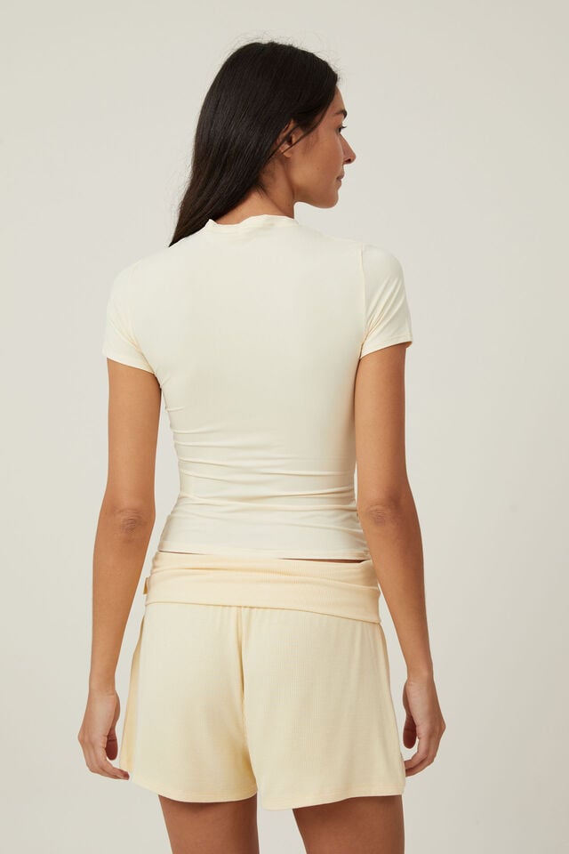 Soft Lounge Fitted T-Shirt, PANNA COTTA