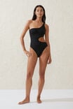 One Shoulder Cut Out One Piece Cheeky, BLACK - alternate image 4