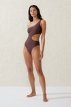 One Shoulder Cut Out One Piece Cheeky, WILLOW BROWN SHIMMER - alternate image 4