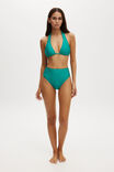 Highwaisted Cheeky Bikini Bottom, DEEP GREEN SHIMMER - alternate image 1