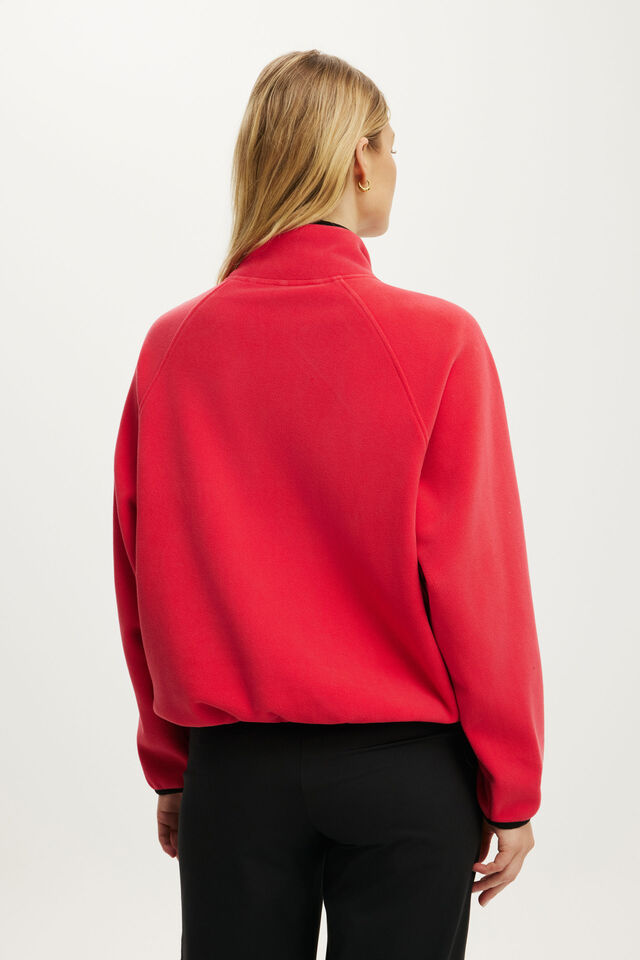 Polar Fleece Raglan Jacket, CHARGED RED/BWC