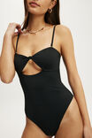Strapless Knot Front One Piece Brazilian, BLACK - example image 2