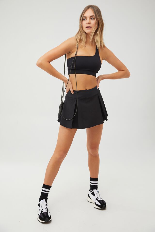 Pleated Tennis Skirt, BLACK