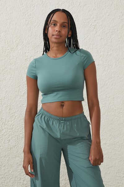 Ultra Soft Fitted Cropped Tee, SAGE LEAF
