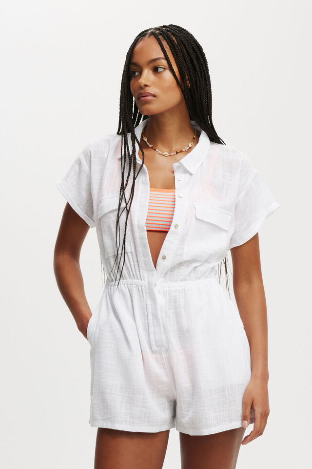 The Essential Beach Playsuit, WHITE