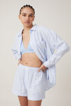 Flannel Boyfriend Long Sleeve Shirt Personalised, BLUE/WHITE/PANNA COTTA STRIPE - alternate image 1