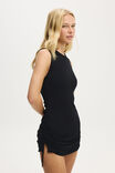 Noa Knit Ruched Mini Dress, BLACK - example image 4
