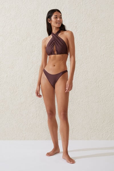 Calcinha De Biquíni - Refined High Side Brazilian Bikini Bottom, WILLOW BROWN SHIMMER