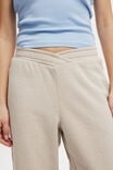 Plush Cross Front Sweatpant, SESAME MARLE - alternate image 4